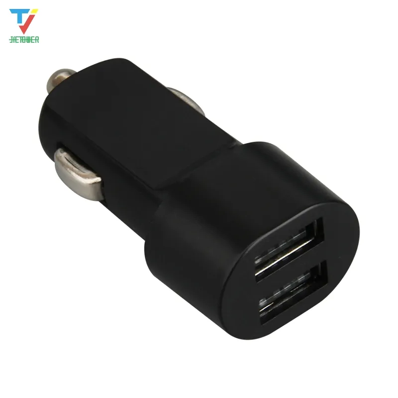 Frosted Flat Black Dual USB Billaddare Adapter 2.1a Bil Cigaretter Telefon Bil USB Laddare 2 Port för Samsung iPhone