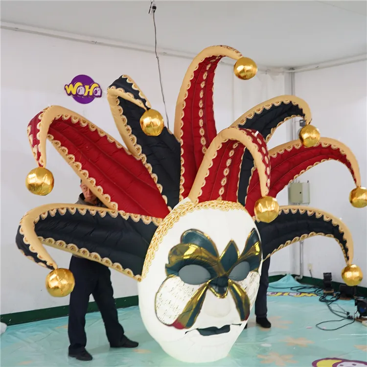 Balão inflável Jester Inflatables Máscaras de Carnaval Jolly com LED Tira e Ventilador para Commedia Dell'Arte Máscaras Decoração