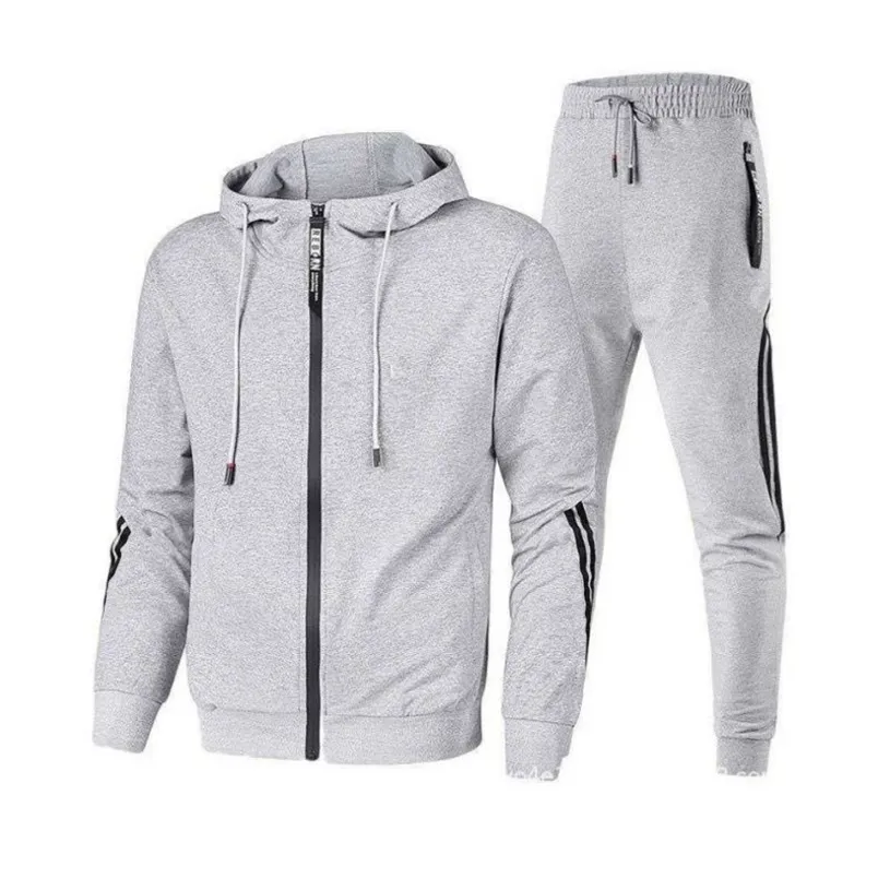 Luvtröja herr Träningsoveraller 2 delar tröja+träningsbyxa Homme Casual Jogging Sportswear Jacka Oversized herrkläder 211230