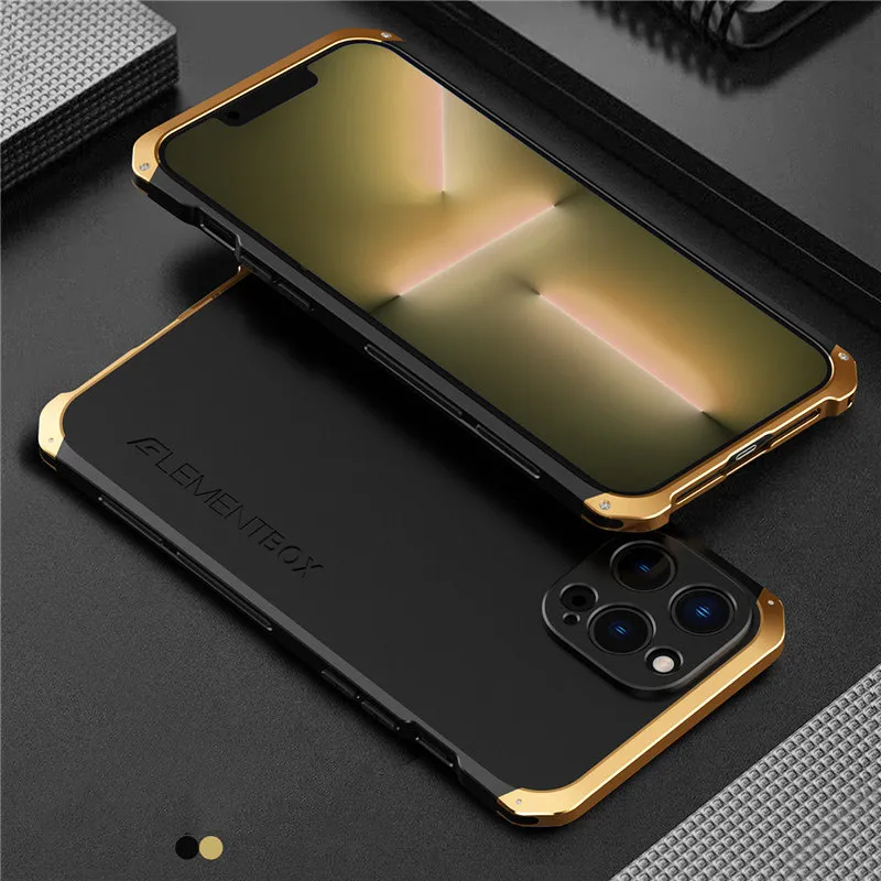 Aluminium metalen bumper Slim Case voor iPhone 14 Pro Max 13 12 11 XS XR Cameralens Armor Cover