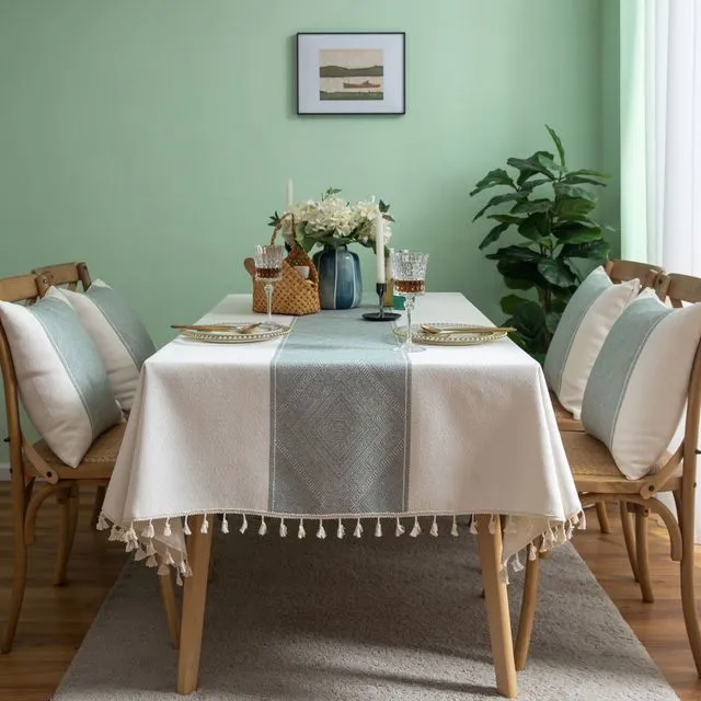 Coton géométrique Jacquard tissu nappe lin rectangulaire décoration de la maison couverture de table avec gland pour banquet fête Nappe LJ201223