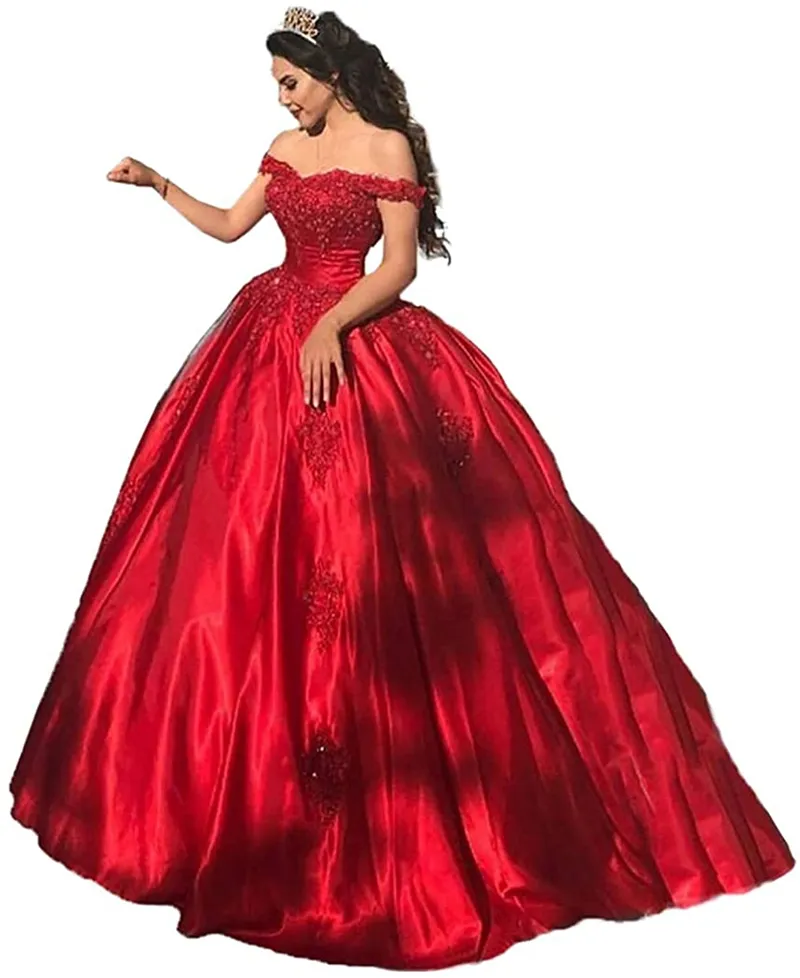 2021 Robe de bal robe quinceanera robes en satin appliques doux 16 longues soirée de bal de bal Vestidos de 15 anos fabriqué sur mesure QC1569