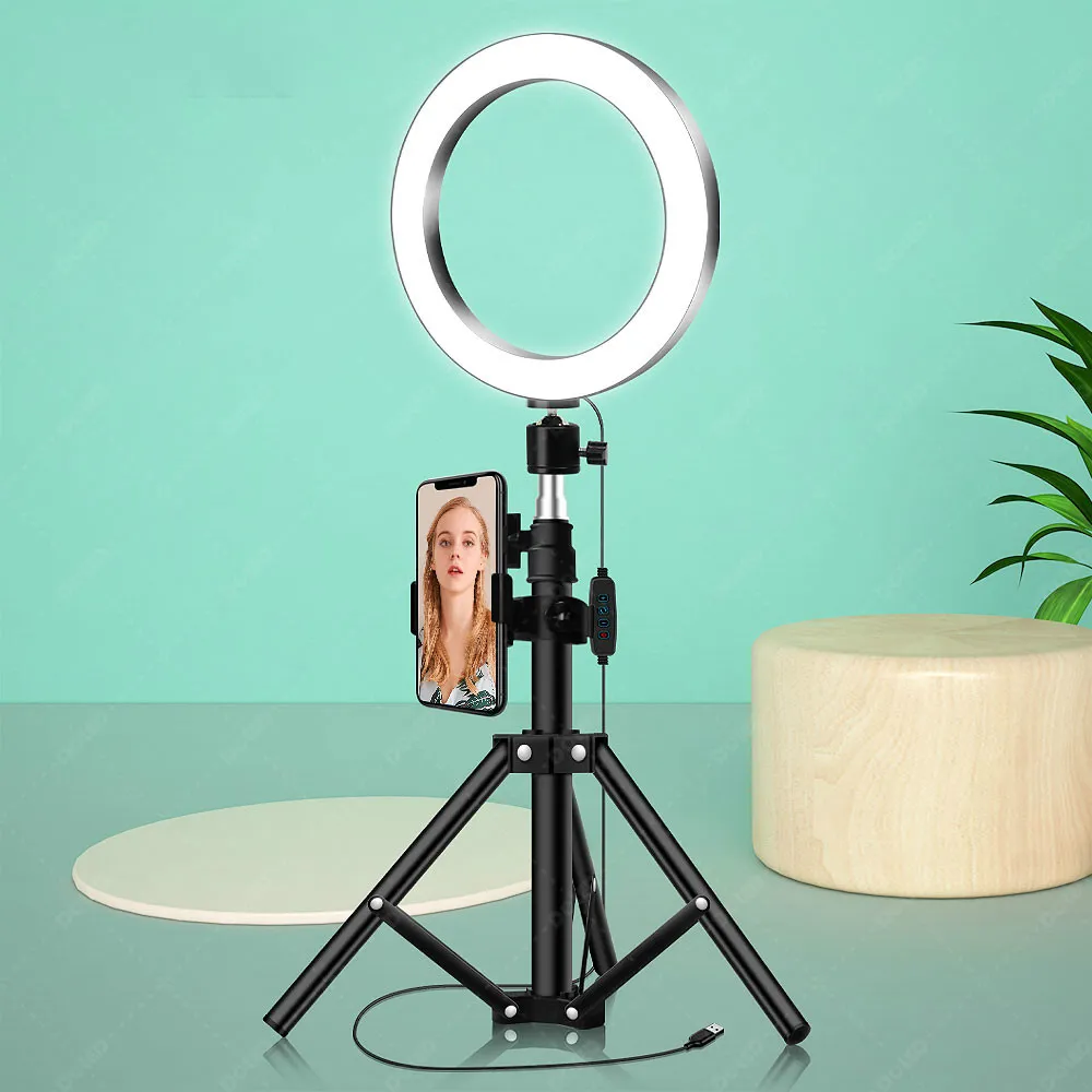 Doled Selfie-Ringlicht mit Stativ für Beauty-Beleuchtung von Make-up-Fotografie, Live-Stream, Youtube-Video, Online-Meeting