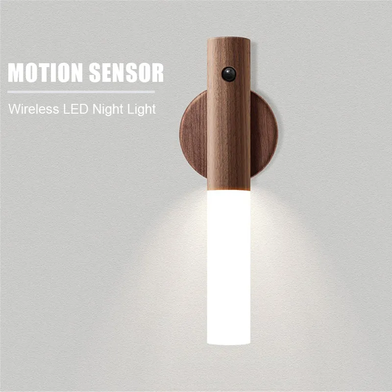 Sans fil LED serrure de porte lumière capteur automatique détecteur de mouvement lampe cuisine escalier mur intelligent nuit lumière chaude USB Recharge 201028