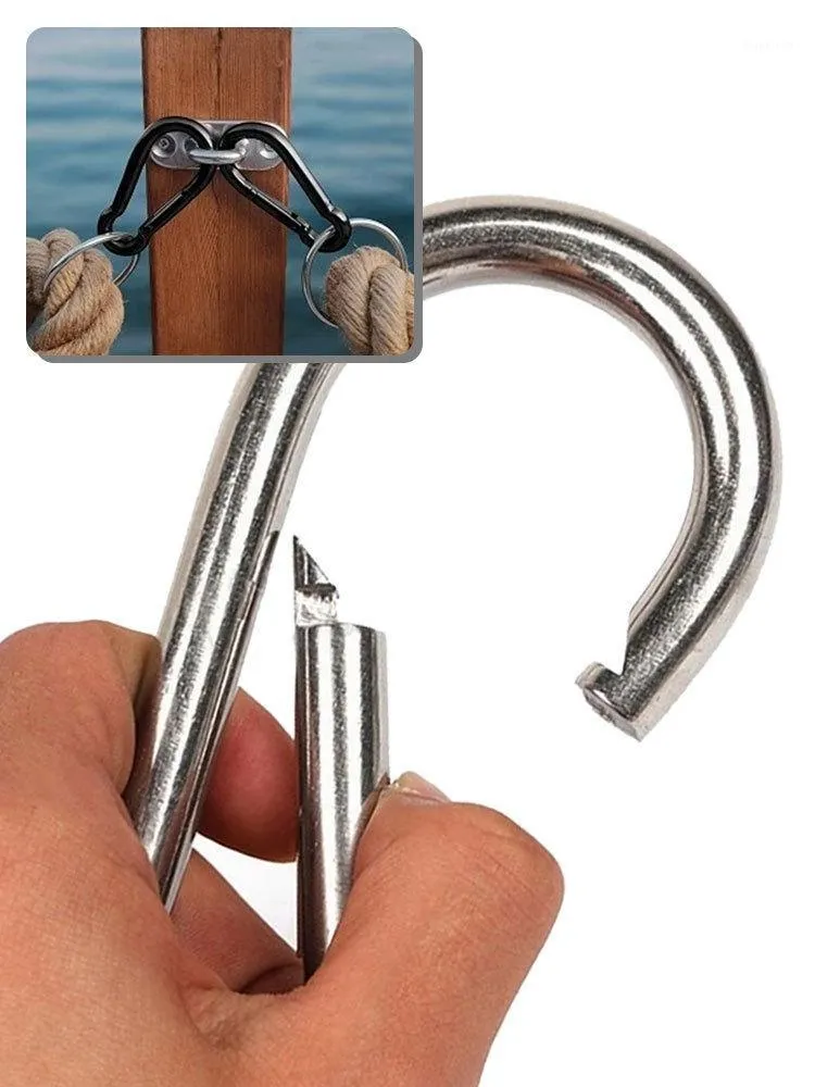 Stainless Steel Spring Clip Hook Carabiner Keychain Outdoor Water Bottle Camp Climbing Snap Lock
