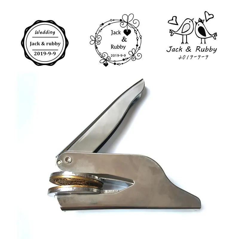 2021 NUOVO sigillo per goffratura per matrimonio personalizzato con timbro in rilievo portatile in metallo
