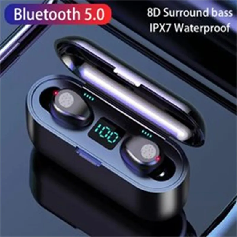 Bluetooth Earphones Wireless Headphones Earbuds Headsets 2200Mah Charging Box Sports Waterproof F9 Tws For Smartphones