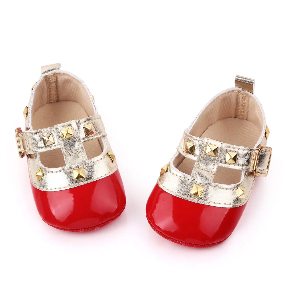 Baby Girls Shoes Fashion Rivets princess shoes Cute Infant mary jane First walkers 0-18Months