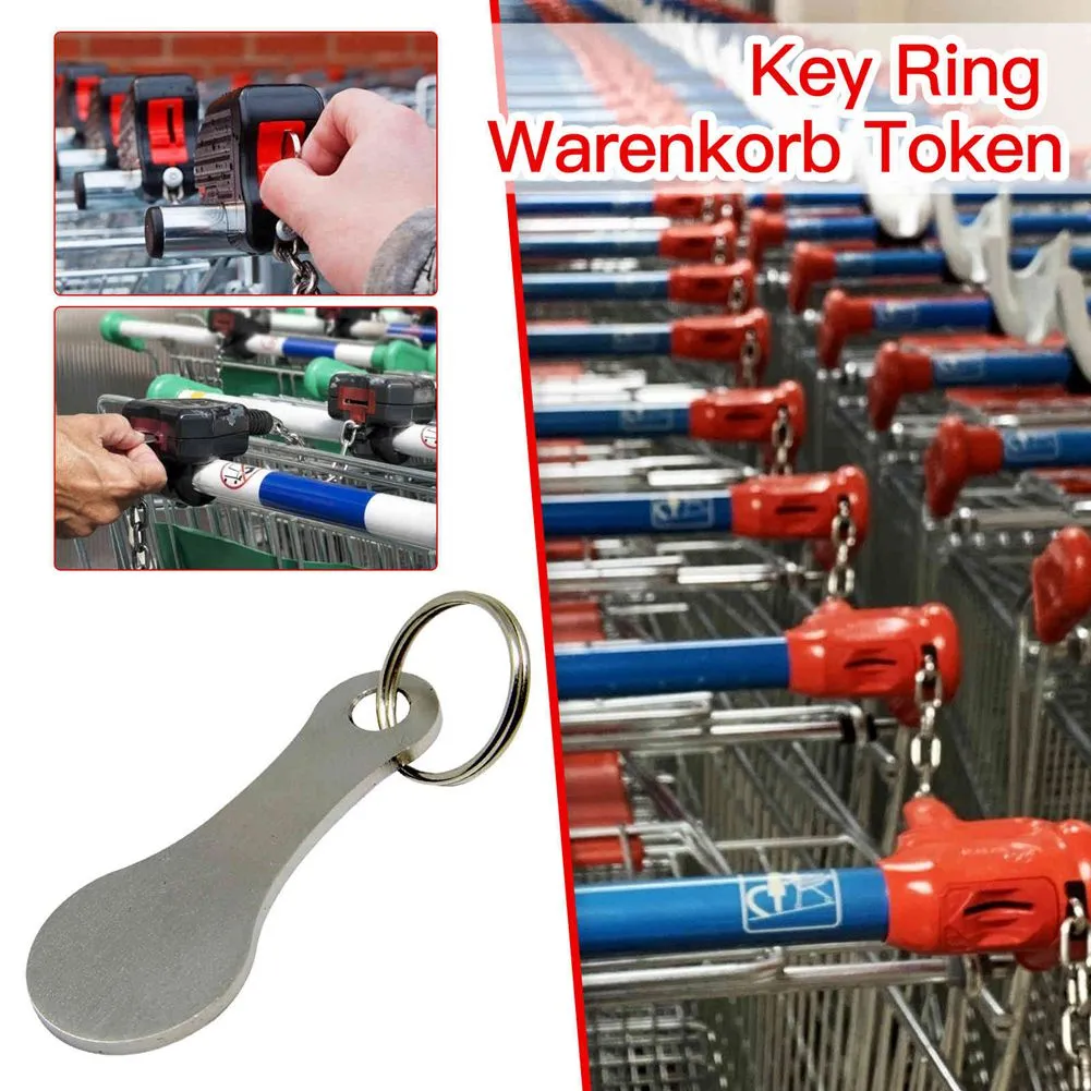 50 stks Metalen Sleutelhanger Winkelwagen Tokens Haken Legering Sleutelhanger Verwijderbare Winkelen Trolley Token Wijzig Boodschappenwagentjes Koekjes Kettingen Accessoires Sleutelhangers 5.5 * 2.3cm