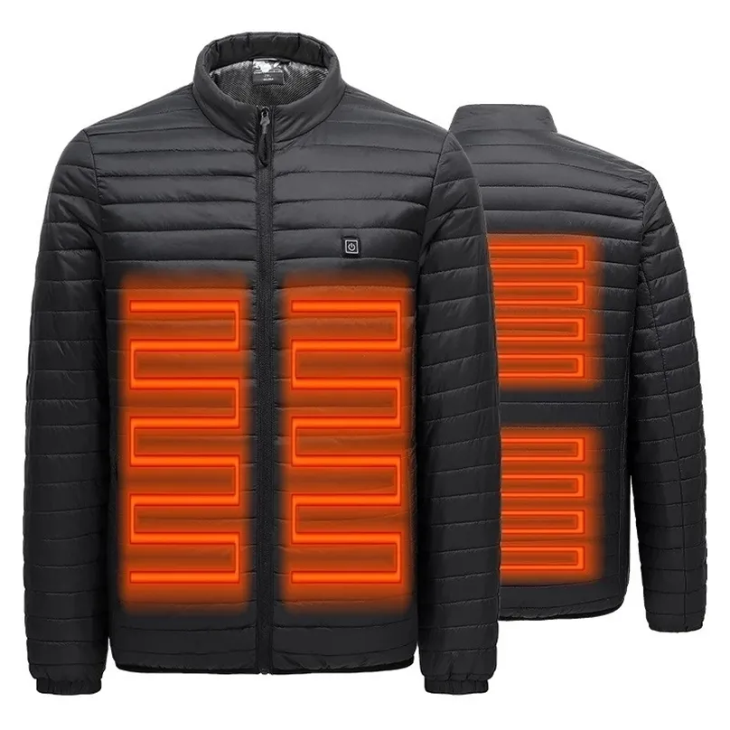 Erkekler Heate Ceket Kış Sıcak USB Elektrikli Isıtma Yelek Akıllı Termostat Kapüşonlu Isıtmalı Giysi Su Geçirmez Yastıklı Ceket 220301