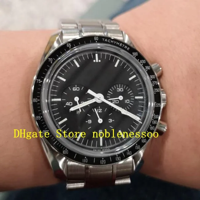 with Box Mens Automatic Watch Black Dial Men Professional Chronograph No Work Mechanical Stainless Steel Bracelet Men's Sport Watches Wristwatches