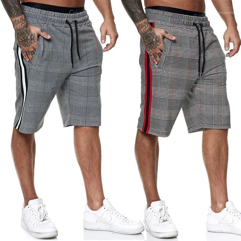 Mannen Casual Gestreepte Shorts 2021 Zomer Nieuwe Mens Elastische Taille Jogger Shorts Merk Streetwear Plaid Bermuda Masculina1