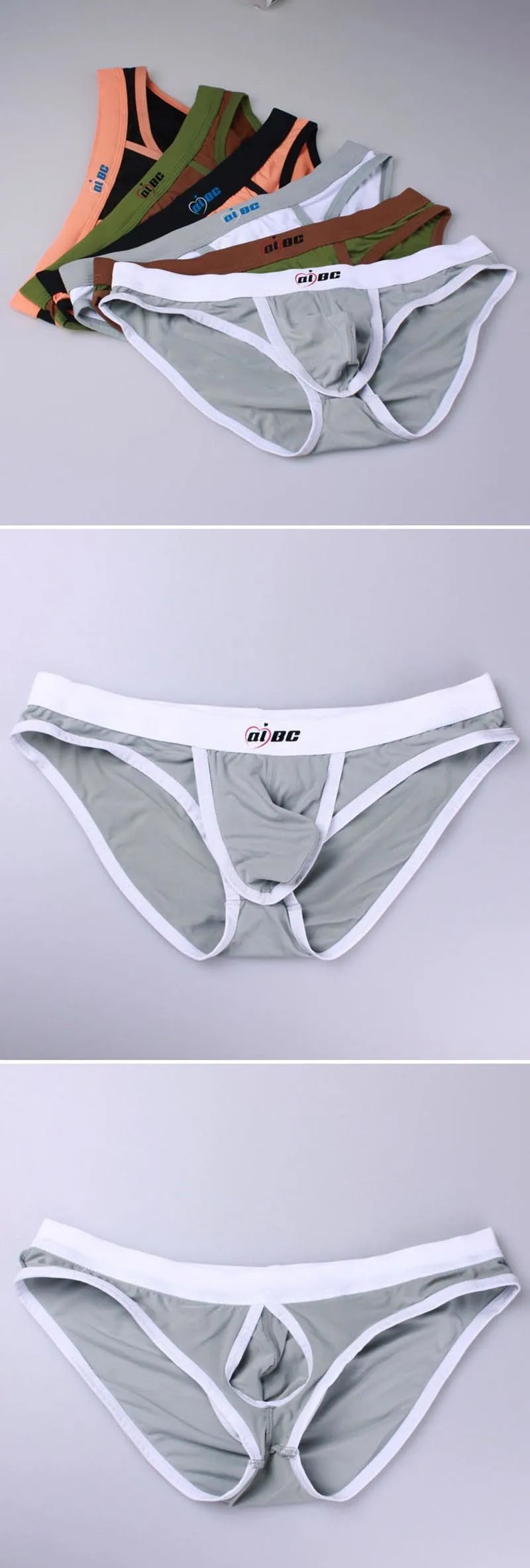 Aibc Sexy Mens Underwear Briefs Penis Big Open Front Men Briefs Underpants Low Waist Bulge Pouch