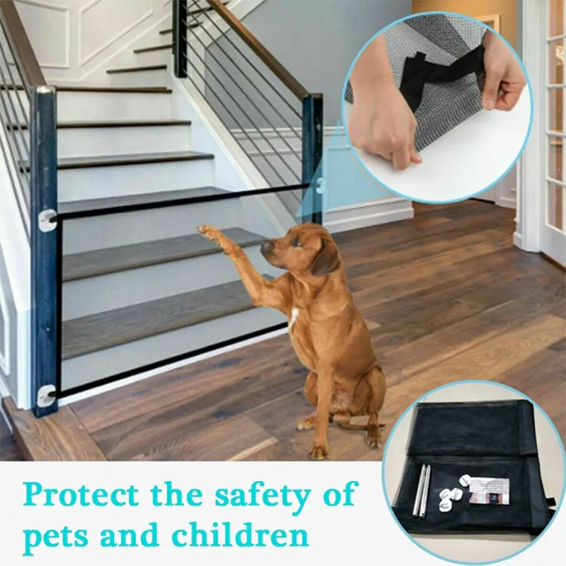 Home Pet Dog Fences Pet Isolated Network Stairs Gate Folding Mesh