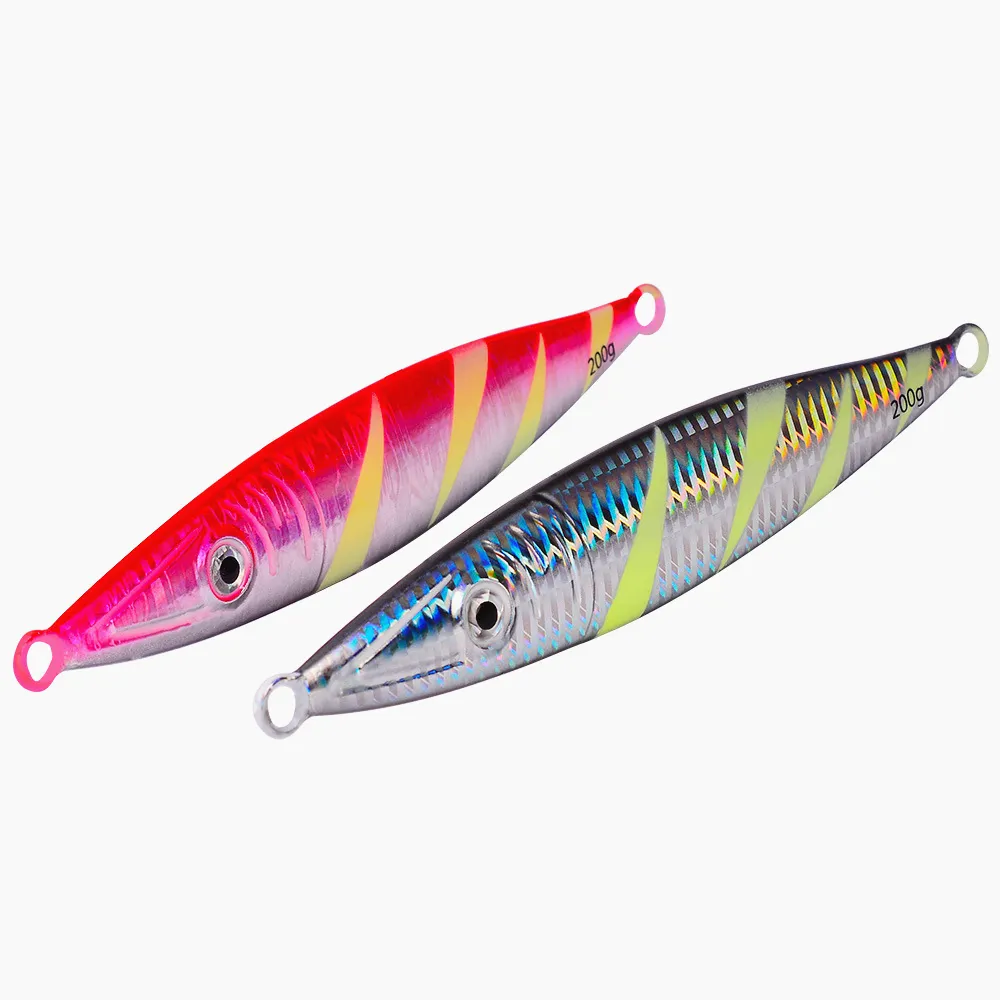 Promotion 5 color 17cm 200g sinking metal lures The slow cranking iron plate lead fish, boat sea fishing luminous lure iron plates (50pcs)