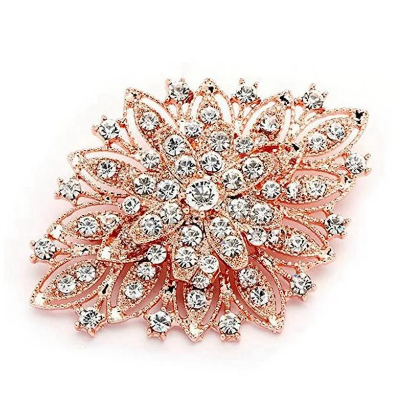 2022 Nowy Vintage Look Rhodium Posrebrzane Wyczyść Kryształ Kryształowy Diamante Bukiet Broszka Pin Prom Party Pins