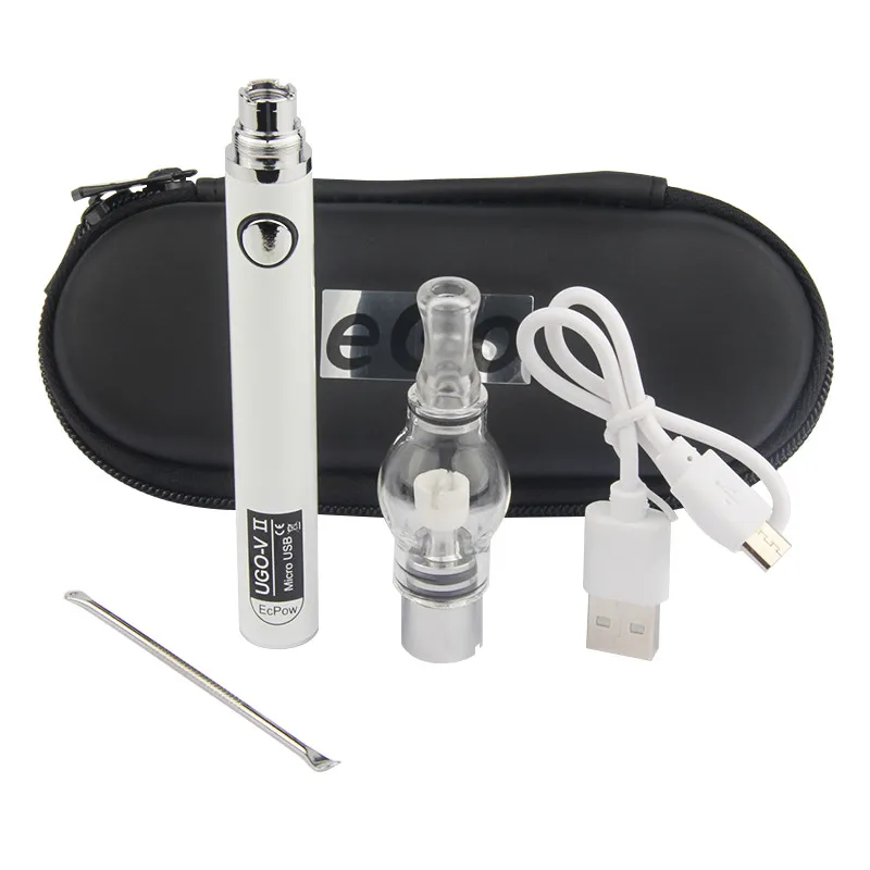 UGO V2 WAX STARTER KIT MED T6 TANK ATOMIZER DAB EGO VAPORIZER PYREX Globe Globe 650MAH 900MAH Batteri Waxing Pen fulla kit