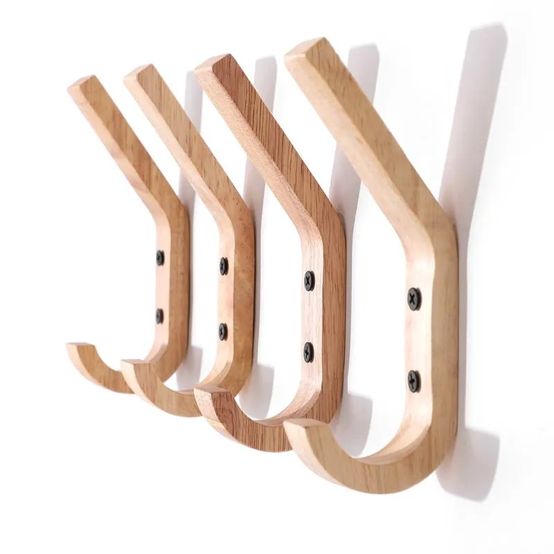 Natural Wooden Coat Hook Study Wall Mounted Clothes Scarf Hat Bag Storage Hanger Hooks Modern