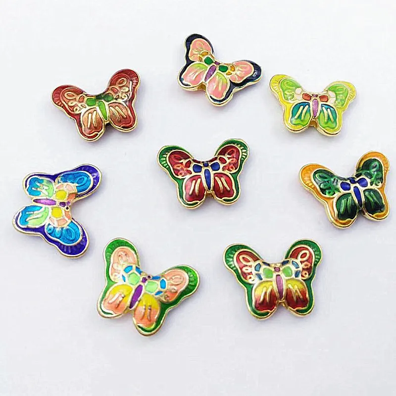 5pcs Cloisonne Enamel Butterfly Accessories Necklace DIY Jewelry Making Supplies Bracelet Beaded Material Jewellery Findings