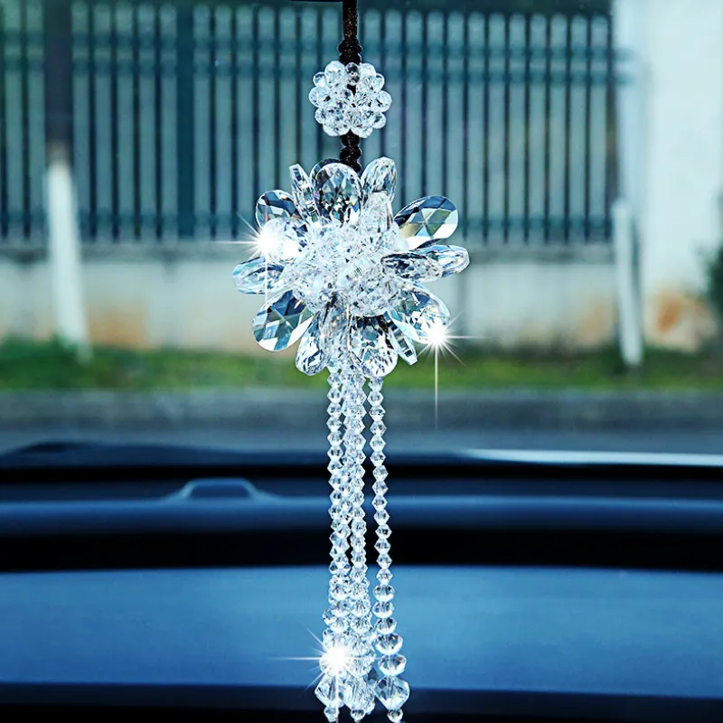 Crystal Car hanging crystal garden ornaments Stylish Rear View Mirror Pendant for Auto Decoration and Accessories T200117