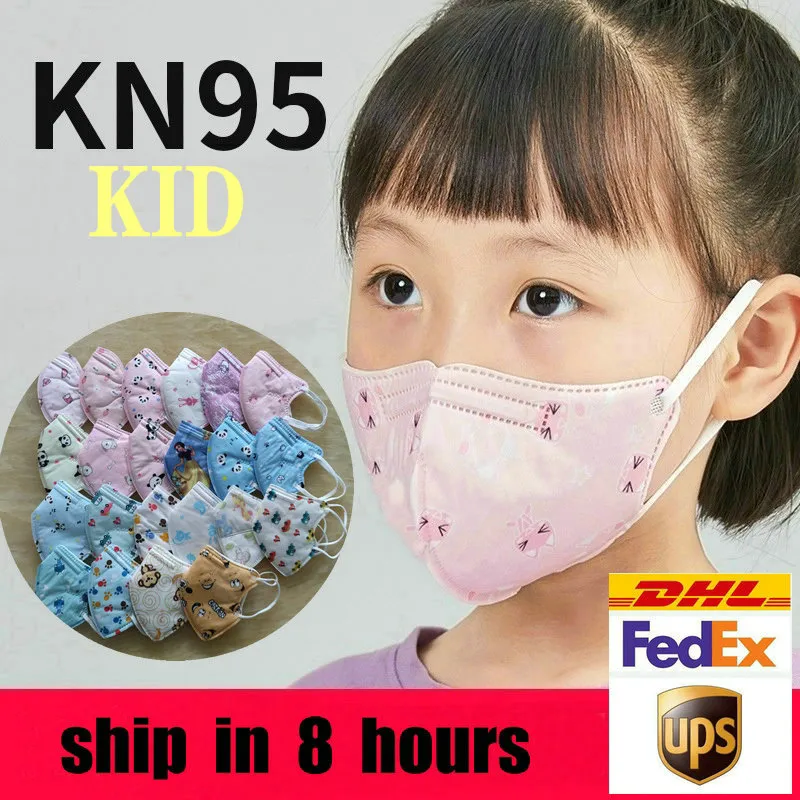 3-8 8-15 år Kids KN95 Masker Barn Designer Engångsplan Mask 5 Lager Skydd För Student Boys Tjejer FFP2 Mascarilla Masque Enfant i US Stock