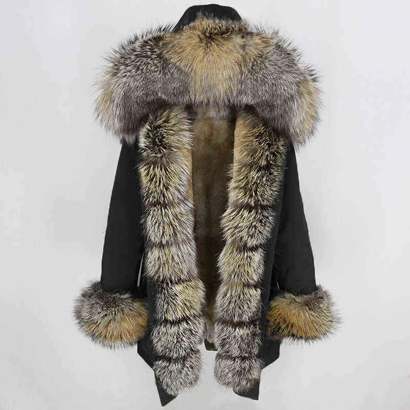 MENINA BONITA Waterproof Long Parka Winter Jacket Women Real Fur Coat Natural Collar Hood Warm Streetwear Detachable 211220