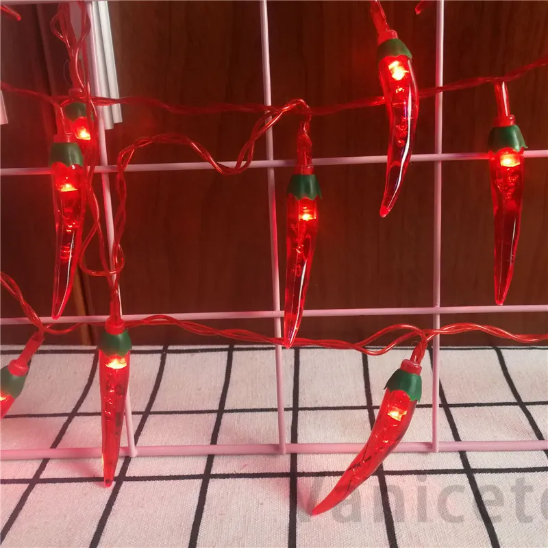 3M 20LED Chili String Lights Red Pepper Shape Fairy LED Lampada alimentata a batteria Indoor Outdoor Holiday Lighting Decorazioni natalizie T1I3070