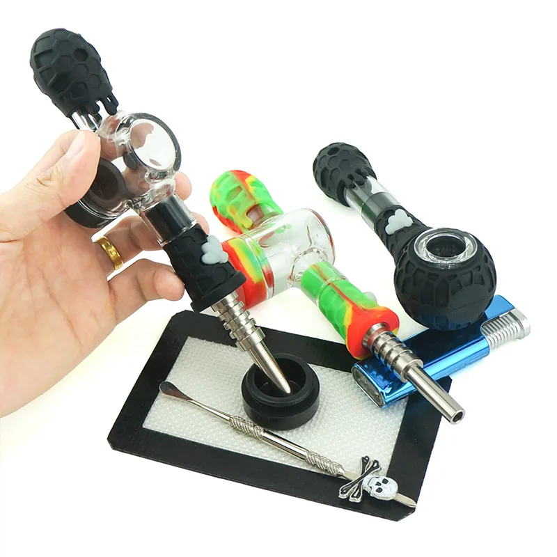 Kit de collecteur Nector 4 fonctions avec embouts en quartz Dab Straw Oil Rigs Pipe à fumer en silicone pipe en verre accessoires pour fumer dab rig