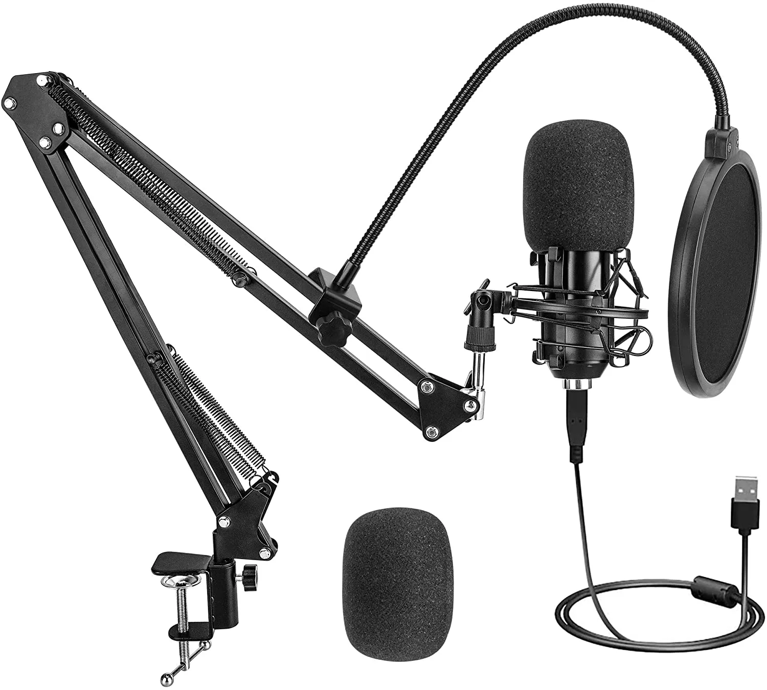 Professional Usb Pc Microphone Studio Cardioid Condenser Mic Kit