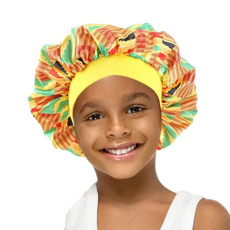 Band African Pattern Print Silky Bonnet Ankara Cap Night Sleep Hat Havy Cap Cap Cap Heads