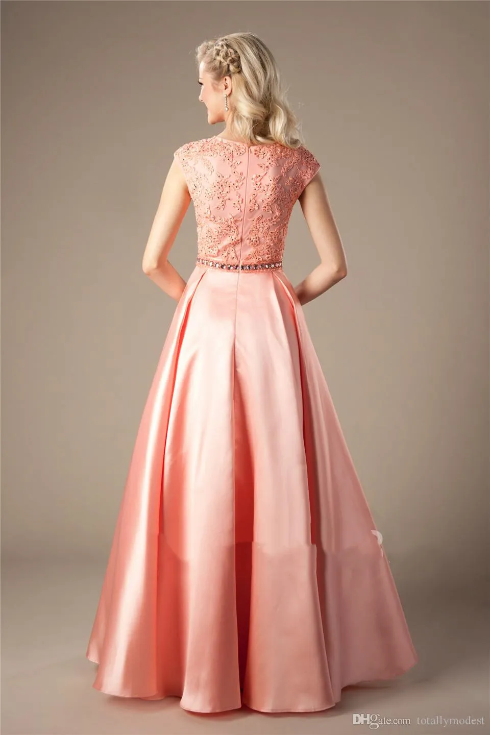Beaded Lace Satin A-Line Long Prom Dress with Cap Sleeves and Zipper Back for Formal Evening from Dhgate Prom Dresses - price 100.28 Beaded Lace Satin A-Line Long Prom Dress with Cap Sleeves and Zipper Back for Formal Evening from Dhgate Prom Dresses - price 100.28