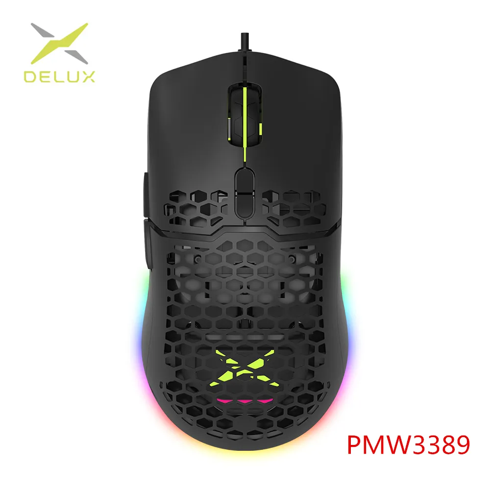 Souris Gamer Filaire Tissé Ultra Léger en Nid D'abeille-Rétroéclairé 11  RVB- Programmable 7 Boutons Souris Gaming Pour Joueurs Noir