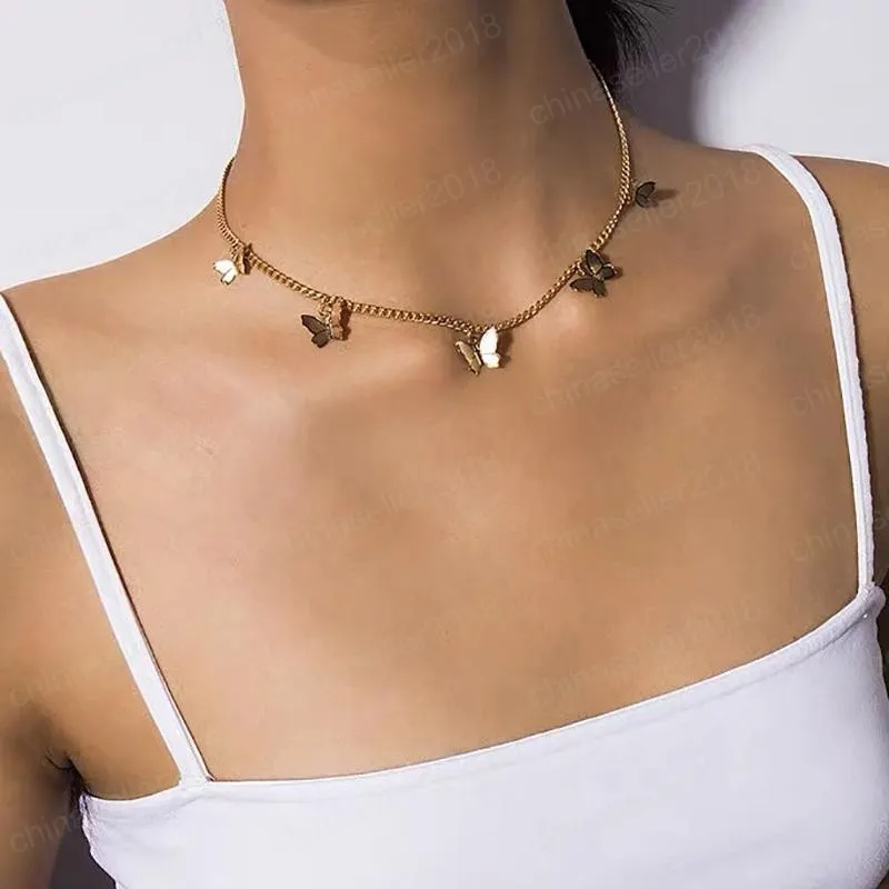 Sommar choker halsband guld färg halsband för kvinnor clavicle chain choker mode kvinnliga smycken tillbehör