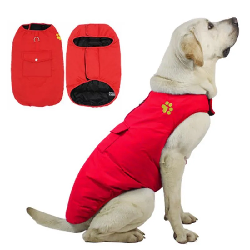 Abbigliamento per cani di grossa taglia Abbigliamento invernale Giacche calde Gilet bifacciale impermeabile per Teddy Golden Retriever Bulldog DHL Ship