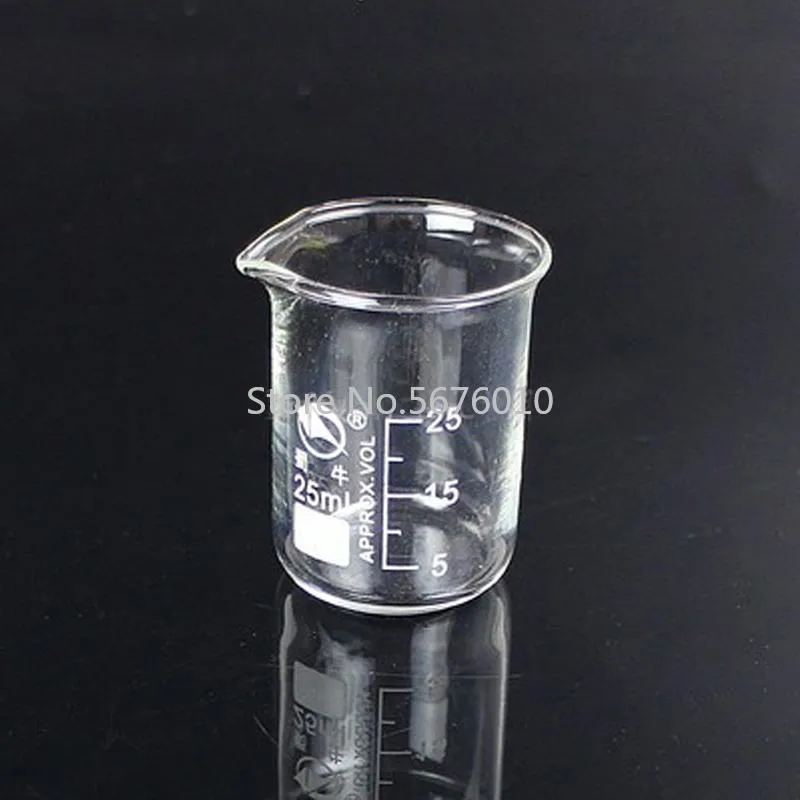 1 Lot Lab 25ml To 2000ml Low Form Beaker Chemistry Laboratory Glass Transparent Beaker Flask Thickened with Spout1240G