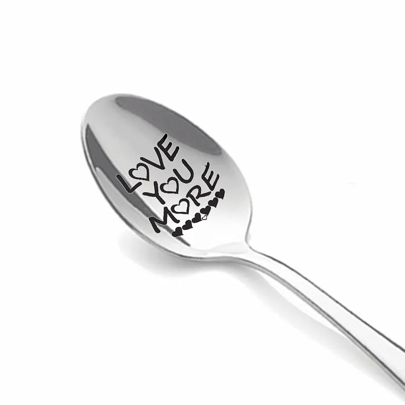 Personalized Stainless Steel Spoon Wedding Anniversary Long Handle Coffee Spoon Valentine`s Day Gift