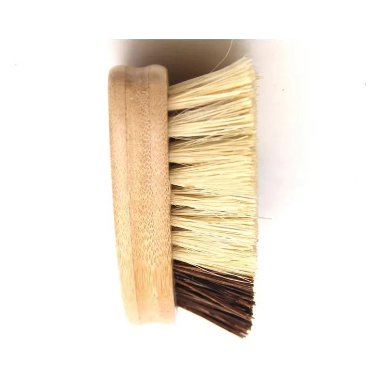 Kitchen Wooden Cleaning Brush Environmentally Friendly Bamboo And Sisal Coarse Brown Plate Brushes For Vegetables Fruits Pots Bowls 13.5*5.5*4.5cm