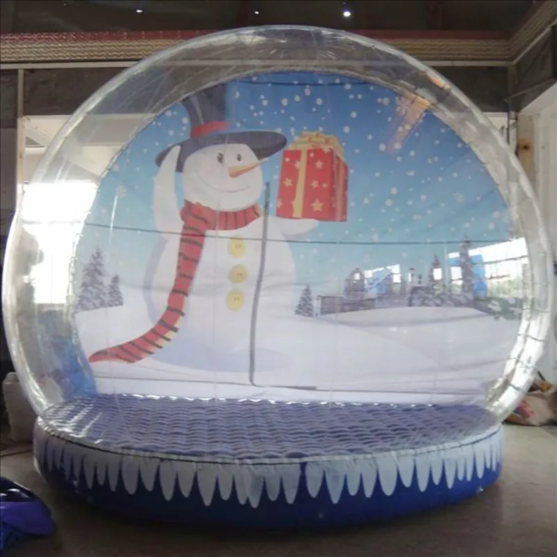 Christmas Snowing Ball Inflatable Christmas Show Globe 4m High Transparent Snow Balls with Picture Free Pump Free Shipping