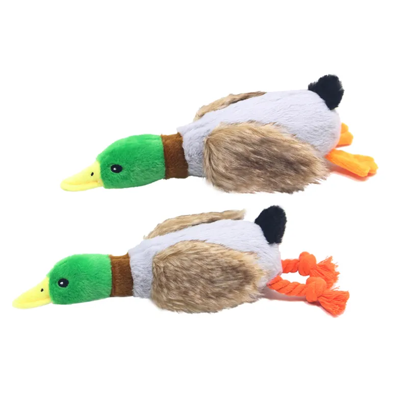 Chien grinçant jouets à mâcher drôle animal de compagnie créatif en peluche canard colvert Anti-morsure fournitures pour animaux de compagnie pour petits chiens moyens chats JK2012XB