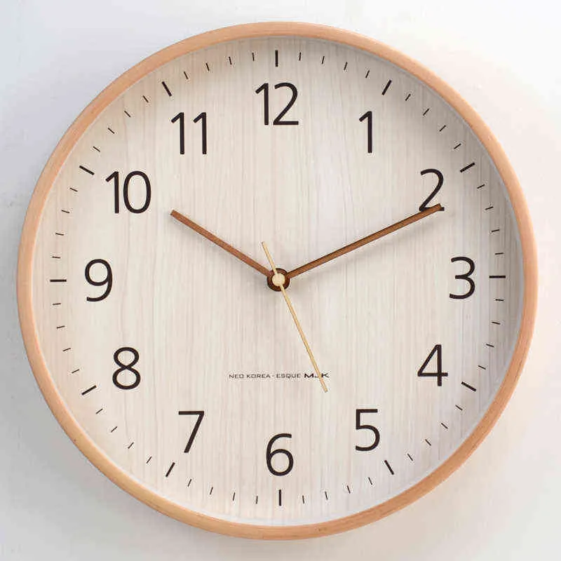 Moderne Noordse Wandklok Hout Simple Ronde Mode Klassieke Grote Wandklok Silent Reloj de Pared Woonkamer Decoratie BD50WC H1230