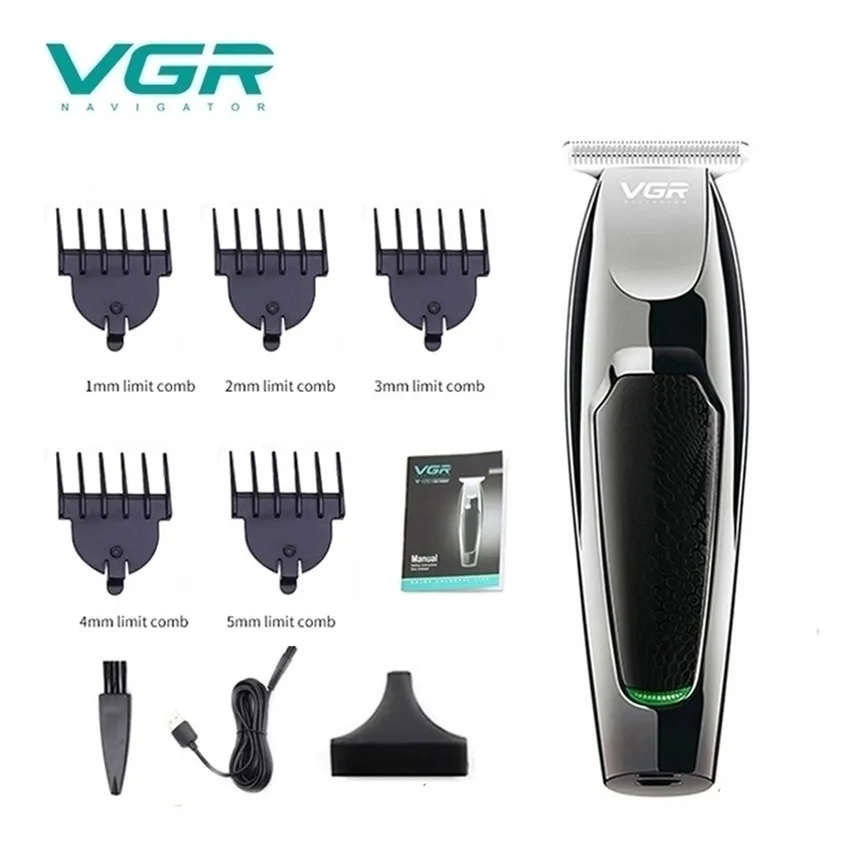 VGR V030 Professional Waterproof Hair Trimmer Display Men's Clipper Grooming Low Noise Ceramic Blade Adult 220216
