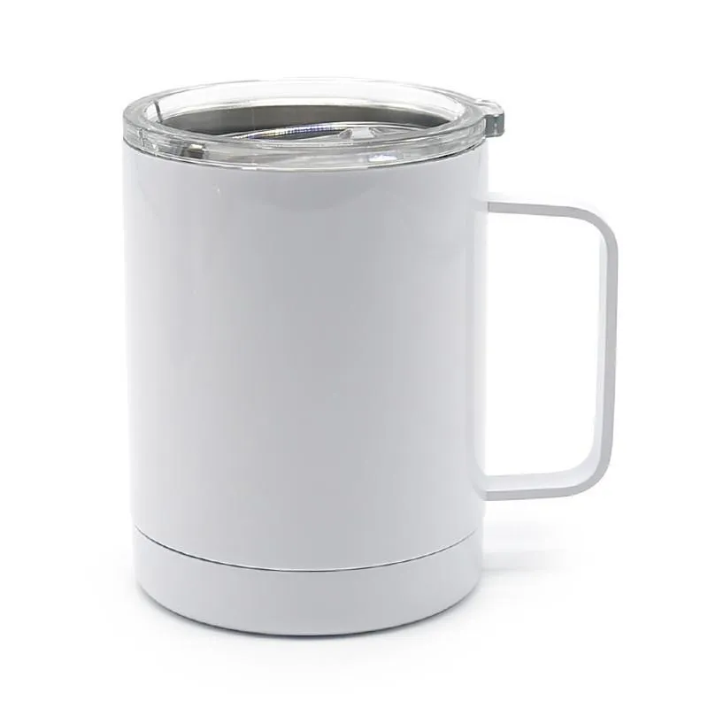 10oz 승화 하위 블랭크 스테인리스 스틸 커피 컵 핸들 이중 벽 thermos kids mugs 스톡 마시기위한 승화 텀블러