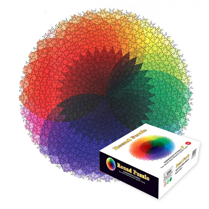 Puzzle 1000 pezzi/set Puzzle rotondi Tavolozza arcobaleno Gioco intellettuale per adulti e bambini Puzzle regalo di carta