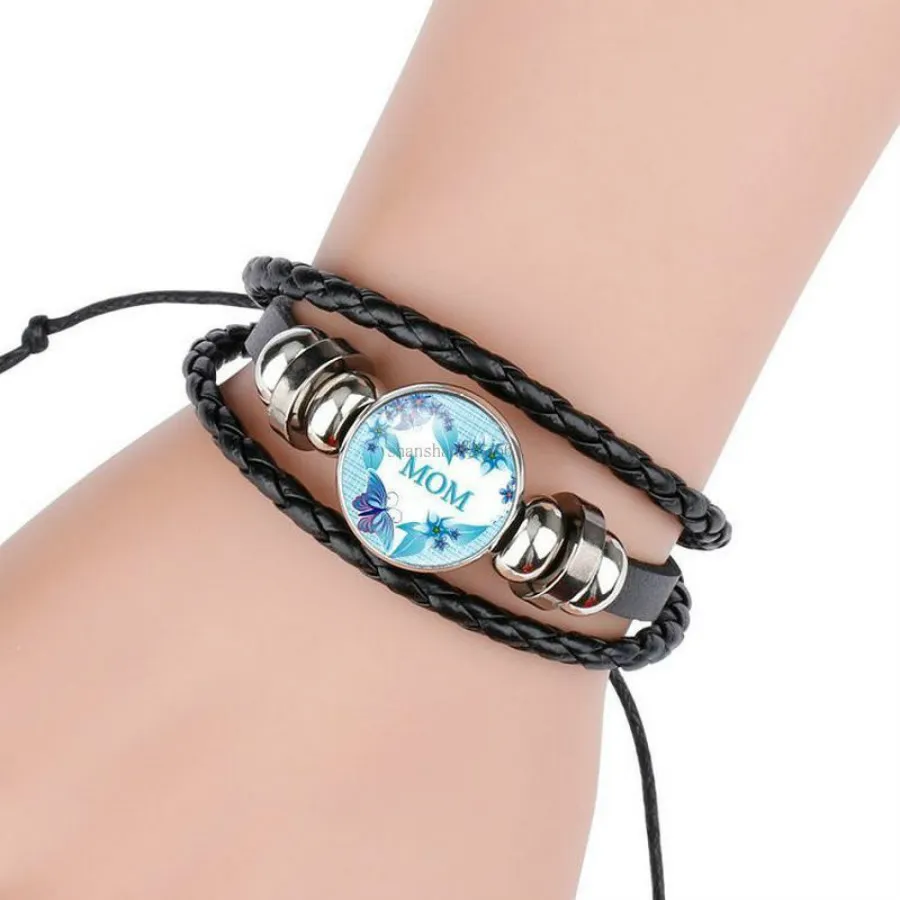 Bracelet maman avec cabochon en verre, multicouche, pour femmes et enfants, bijoux à la mode, cadeau de volonté et de sable