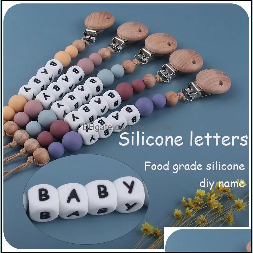 9 colors Beech Silicone digital Bead Pacifier Holders Newborn Pacifier Chains Clips Baby Teething Soother kids Chew Toys Z4918