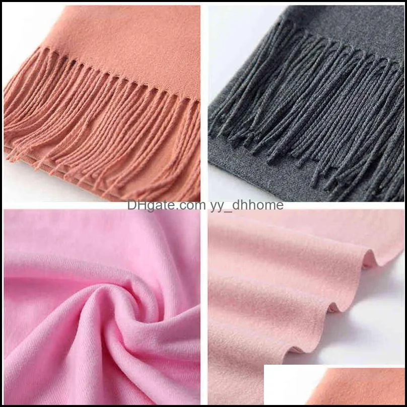 Winter Scarf For Women Long Warm Cashmere Scarves Hijab Solid Lady Shawl Wrap Female Bandana Head Scarfs Echarpe 211231