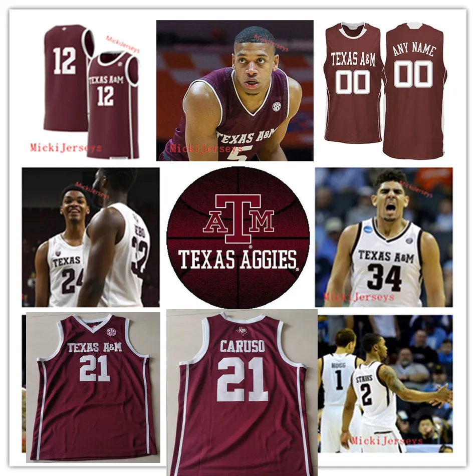 Teksas AG Aggies Stitche Koszykówka Jersey Henry Coleman III Andre Gordon Davin Watkins Zach Walker Javonte Brown Ashton Smith Manny Obaseki Aaron Cash Aaron Janecek