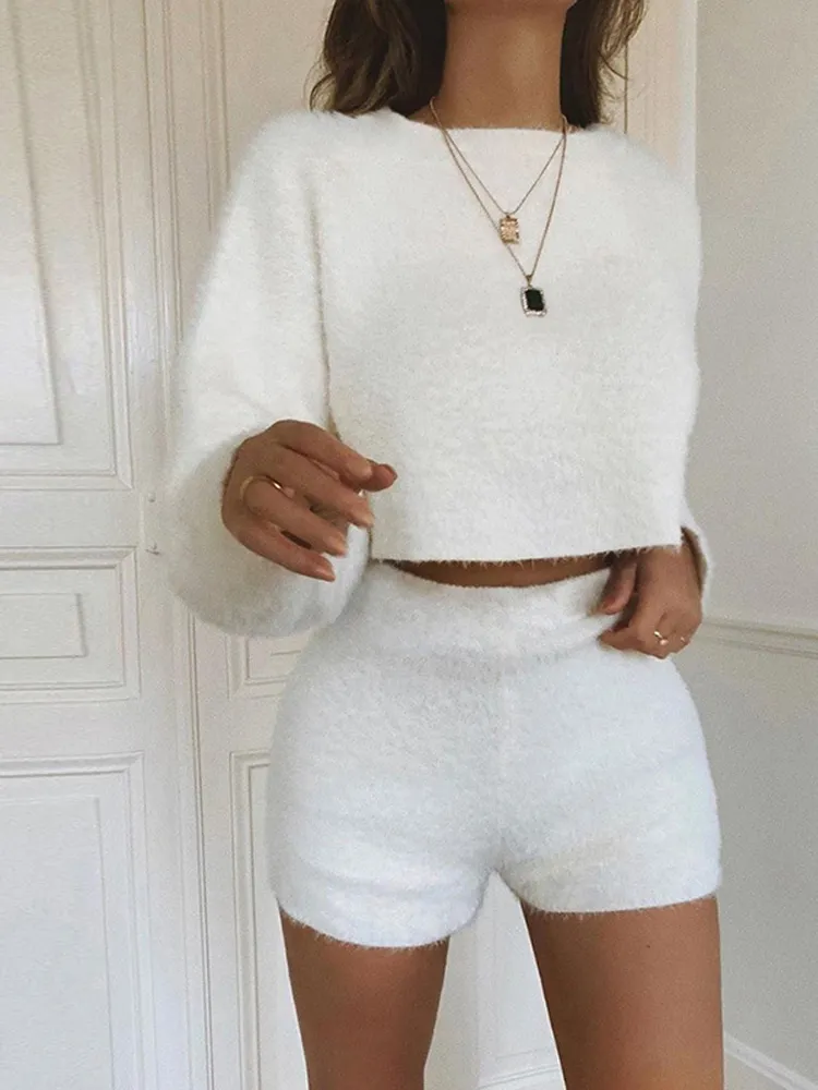 summer-flannel-two-pieces-set-solid-women-streetwear-sweatshirts-crop-top-shorts-outfit-fashion-tracksuit-velvet