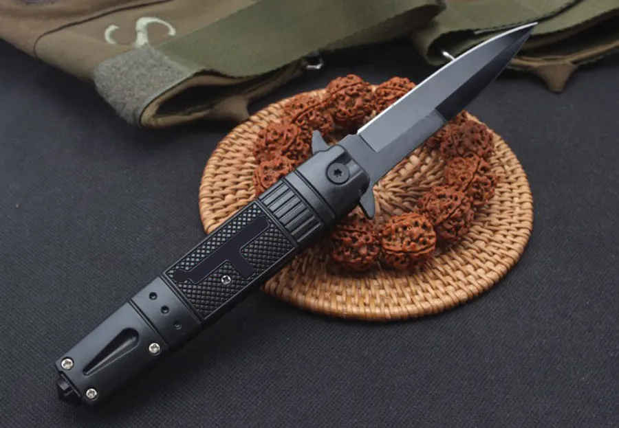 2019 Nya knivknivar Sidan Öppen Spring Assisted Knife 5CR13MOV 58HRC Stee Aluminium Handle EDC Folding Pocket Knife Survival Gear284919798