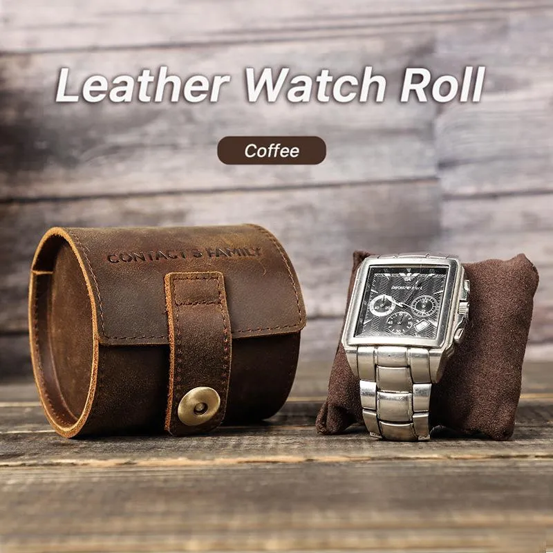 Vintage Cow Leather Watch Case Single Slot Roll Design Retro